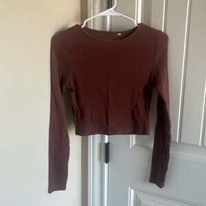 Pacsun basics women’s size medium long sleeve crop top in brown